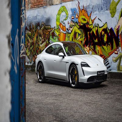 Iconic Arts Laminated 42x24 Poster: White Porsche taycan Turbo s 2020 4k 5k hd Cars HD