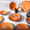 HomeVss, Stoneware Sonoma 16pc Dinnerware Set, Black + Speckled Spin Wash Orange view 3