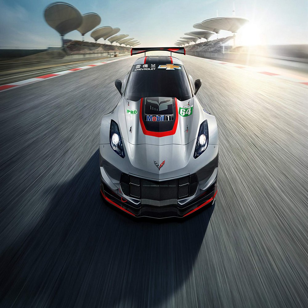 Iconic Arts Laminated 42x24 Poster: Chevrolet Corvette c7 r Redline 2019 HD