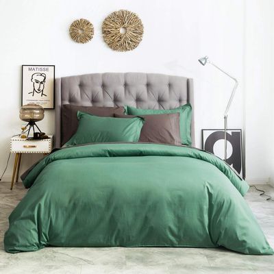 1 Piece Premium Duvet Cover with 4 Pillow 100% Pure Cotton 600 TC with Zipper & Corner Ties Soft, Silky Duvet Cover Set, Perfect Cover for Your Down Comforter (Emerald Green,Oversized King)