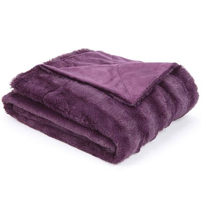 1 Pc Glam Style Slate Purple Mauve Throw Blanket Beautiful Versatile Classic Solid Color Design 60x70 Throw Blanket Luxurious Modern Look Micro Plush Blanket Reverse Cozy Soft Fluffy Faux Fur Blanket