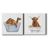 Renditions Gallery Bathing Highland Cow and Camel Wall Art, Premium Gallery Wrapped Canvas Decor, Ready to Hang, 16 in H x 16 in W, Made in America Print view 1