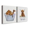 Renditions Gallery Bathing Highland Cow and Camel Wall Art, Premium Gallery Wrapped Canvas Decor, Ready to Hang, 16 in H x 16 in W, Made in America Print view 2
