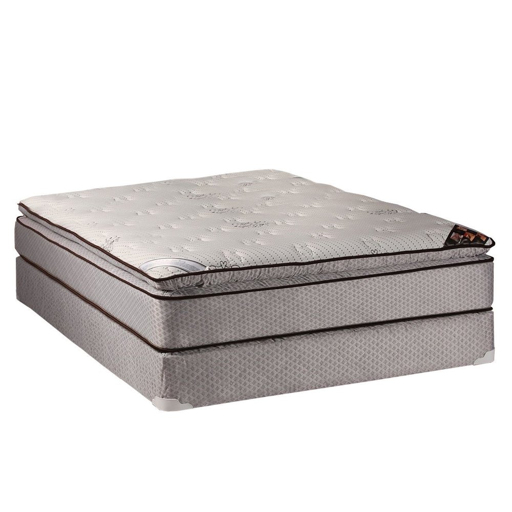 Dream Solutions USA DS USA Spinal Plush Twin PillowTop (Eurotop) Mattress Set, Bed Frame Included - Sleep System with Enhanced Cushion Support, Fully Assembled, Longlasting Comfort