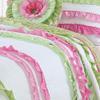 2 Piece Shabby Chic Ruffle Pink Green Quilt Twin Size Set for Girl's Bedroom Decor - French Country Striped Pattern Reverse Paisley Design Reversible Bedding Set - Pretty Ultra Soft Cotton Quilt Set view 3