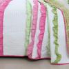 2 Piece Shabby Chic Ruffle Pink Green Quilt Twin Size Set for Girl's Bedroom Decor - French Country Striped Pattern Reverse Paisley Design Reversible Bedding Set - Pretty Ultra Soft Cotton Quilt Set view 4