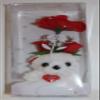 8" Valentines, Mothers Day, White Teddy Bear Holding 3 Rose Flowers in I Love You Laser Printed Gift Box view 1