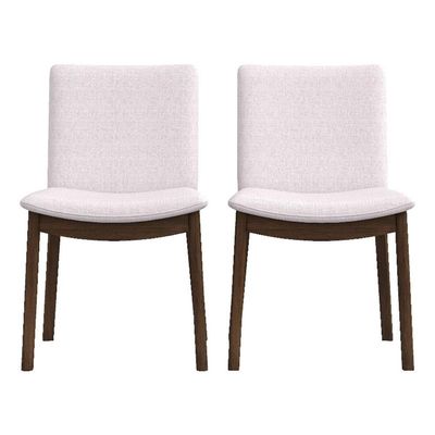 ASHCROFT Valentine Mid-Century Modern Fabric Dining Chair in Beige (Set of 2)