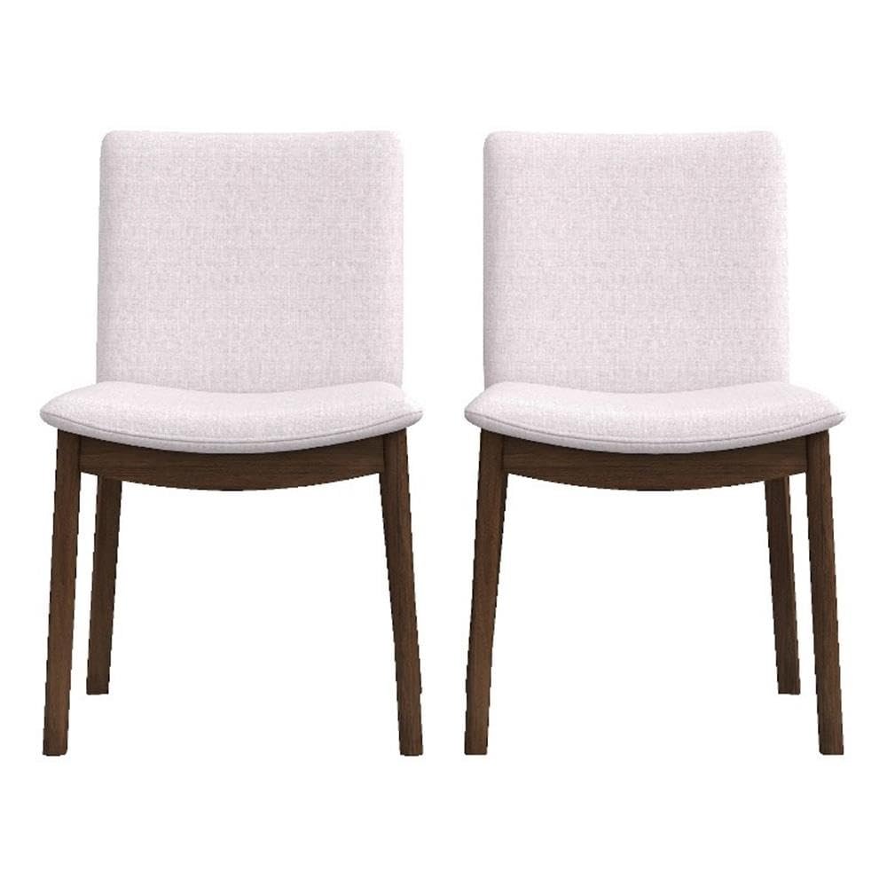 ASHCROFT Valentine Mid-Century Modern Fabric Dining Chair in Beige (Set of 2)