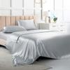7PCS Best Satin Duvet Cover Set-1Duvet Cover,1Fitted Sheet 15'',1Flat Sheet,2Pillowshams,2Pillowcases 600 TC Soft Satin Bedding Set Solid Colors Pattern Twin XL/Silver Duvet Cover Set view 3