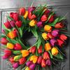 18 Inch Artificial Tulip Wreath Spring Silk Wreath, Mothers Day Wreaths for Front Door, Window Home Decoration view 1