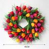 18 Inch Artificial Tulip Wreath Spring Silk Wreath, Mothers Day Wreaths for Front Door, Window Home Decoration view 2