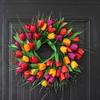 18 Inch Artificial Tulip Wreath Spring Silk Wreath, Mothers Day Wreaths for Front Door, Window Home Decoration view 3