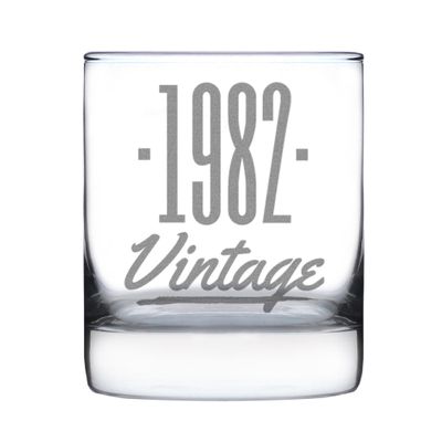 Bevvee Vintage 1982 Whiskey Rocks Glass - 44th Birthday Gifts for Men & Women Turning 44 - Old Fashioned Bday Decor - 10.25 oz