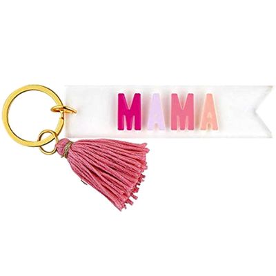 Santa Barbara Design Studio Acrylic Key Tag with Ring Colorful Tassel Keychain Accessory for Girls, 4 x 1 Inches (Mama)