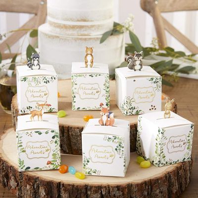 Kate Aspen Woodland Baby Shower Decorations - Adorable Woodland Animal Party Favor Boxes for Baby Showers, Birthdays, and Gender Reveals - Pack of 24
