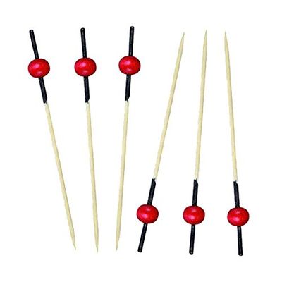 2.76 in. KitaBamboo Pick with 1 Red Bead & Black End44; Pack of 2000