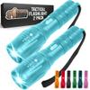 GORILLA GRIP Powerful LED Handheld Tactical Flashlight, 2 Pack Turquoise view 1