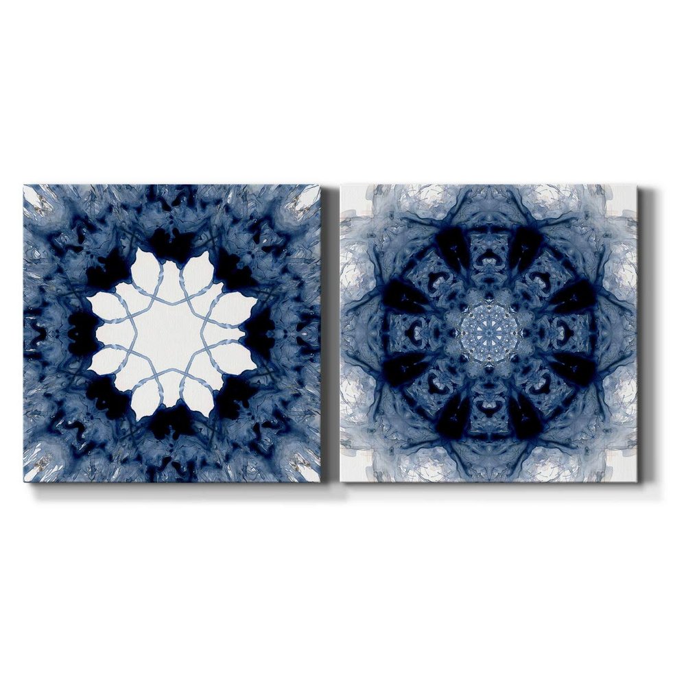 Renditions Gallery Indigo Kaleidoscope I Wall Art, Premium Gallery Wrapped Canvas Decor, Ready to Hang, 16 in H x 16 in W, Made in America Print