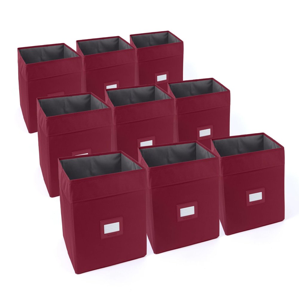 Covermates Keepsakes - Cube Storage Bin - Heavy Duty Material - ID Window - Pull Handles - Indoor Storage, Scarlett Red