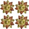 CRAFTSMAN Set of 4 - Brass & Copper Lotus Diya for Home Dcor and Festive Decoration, Traditional Oil Lamp view 1