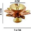 CRAFTSMAN Set of 4 - Brass & Copper Lotus Diya for Home Dcor and Festive Decoration, Traditional Oil Lamp view 3