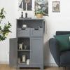 Tangkula Bathroom Floor Cabinet, Storage Cabinet w/Open Shelf, 2 Doors & 2 Adjustable Drawers, Standing Cupboard for Kitchen, Bathroom Cabinet for Living Room Home Office (Grey) view 2