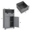 Tangkula Bathroom Floor Cabinet, Storage Cabinet w/Open Shelf, 2 Doors & 2 Adjustable Drawers, Standing Cupboard for Kitchen, Bathroom Cabinet for Living Room Home Office (Grey) view 3