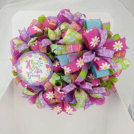 Easter Themed Mesh Wreath