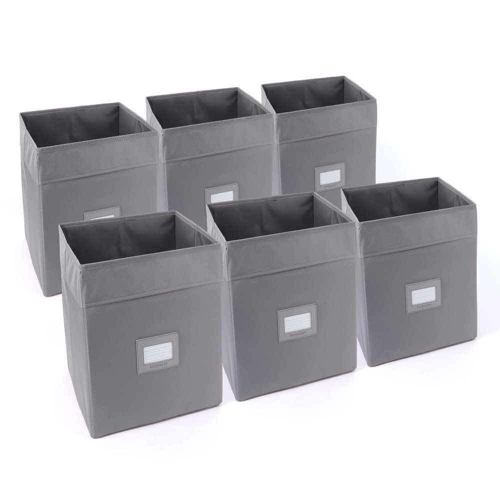 Covermates Keepsakes - Cube Storage Bin - Heavy Duty Material - ID Window - Pull Handles - Indoor Storage, Graphite