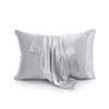 7PCS Best Satin Duvet Cover Set-1Duvet Cover,1Fitted Sheet 15'',1Flat Sheet,2Pillowshams,2Pillowcases 600 TC Soft Satin Bedding Set Solid Colors Pattern King/Silver Duvet Cover Set view 2