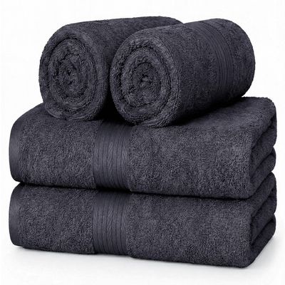 Ample Decor Hand Towel 18 X 28 Inch 600 GSM 100% Cotton, Soft Absorbent - 4 Pcs Gray
