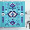 Ambesonne Southwestern Shower Curtain, Ethnic Illustration of a Zigzags Design Triangular Iconic Artwork Motifs, Cloth Fabric Bathroom Decor Set with Hooks, 69" W x 70" L, Deep Sky view 1