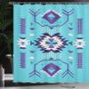 Ambesonne Southwestern Shower Curtain, Ethnic Illustration of a Zigzags Design Triangular Iconic Artwork Motifs, Cloth Fabric Bathroom Decor Set with Hooks, 69" W x 70" L, Deep Sky view 3