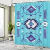 Ambesonne Southwestern Shower Curtain, Ethnic Illustration of a Zigzags Design Triangular Iconic Artwork Motifs, Cloth Fabric Bathroom Decor Set with Hooks, 69" W x 70" L, Deep Sky view 4