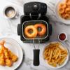 Elite Gourmet EDF-1607 800-Watt Mesh Basket 1.6 Quart / 6.5 Cup Oil Capacity, Electric Immersion Deep Fryer with Temperature Knob and Lid with View Window, stainless steel view 2