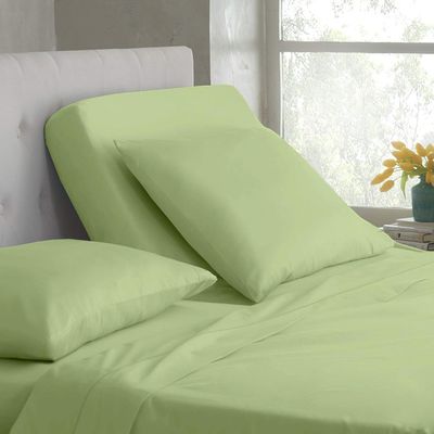Split Top King Sheet Set for Adjustable Flex Top Mattress 100% Egyptian-Cotton, 1000-Thread-Count, Split Head 4-Piece Sheet Set 39" Split at Top - 28" EXTRA-DEEP-POCKET [King- 39" Split, Sage Green]