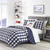 2 Piece Cabin Lodge Style Plaid Quilt Twin Size | Lake House inspired Country Vibe Beautiful Buffalo Checkered Pattern White Indigo Blue Quilt Sets, Classic Reversible Soft Cozy Cotton Coastal Bedding view 1