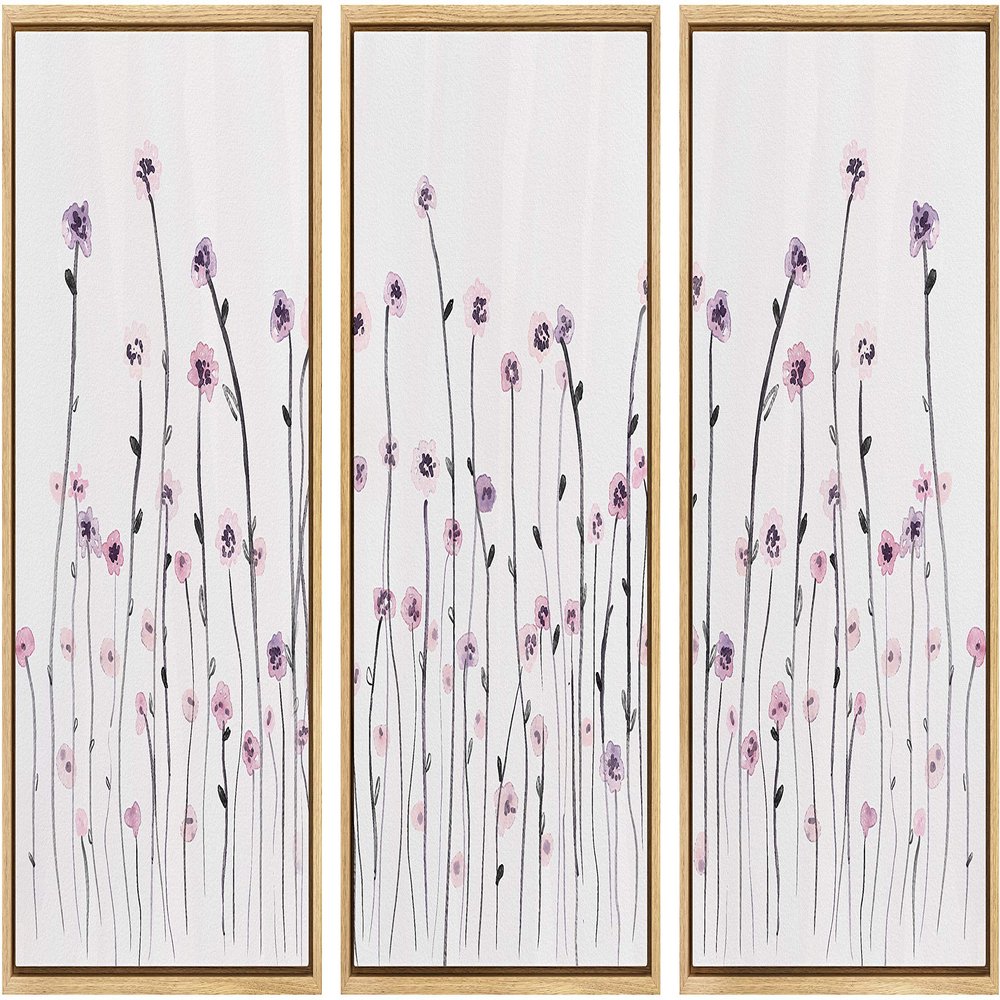SIGNWIN 3 Piece Framed Canvas Wall Art Flower Canvas Prints Home Artwork Decoration for Living Room,Bedroom - 16"x24"x3 Panels
