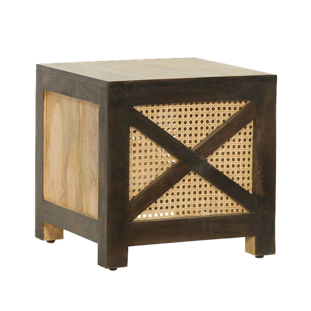 Christopher Knight Home Colstrip Handcrafted Ottoman Stool - Mango Wood - Natural and Walnut