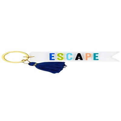 Santa Barbara Design Studio Acrylic Key Tag with Ring Colorful Tassel Keychain Accessory for Girls, 4 x 1 Inches (Escape)