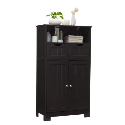 GLACER Modern Bathroom Floor Cabinet, Storage Cabinet with Removable Drawers & Adjustable Shelf for Bathroom, Living Room, Kitchen or Entryway, 24 x 12 x 43 inches (Black)