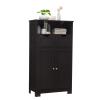 GLACER Modern Bathroom Floor Cabinet, Storage Cabinet with Removable Drawers & Adjustable Shelf for Bathroom, Living Room, Kitchen or Entryway, 24 x 12 x 43 inches (Black) view 1