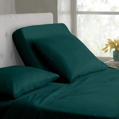 Split Top King Sheet Set for Adjustable Flex Top Mattress 100% Egyptian-Cotton, 1000-Thread-Count, Split Head 4-Piece Sheet Set 39" Split at Top - 28" EXTRA-DEEP-POCKET [King- 39" Split, Teal Blue]