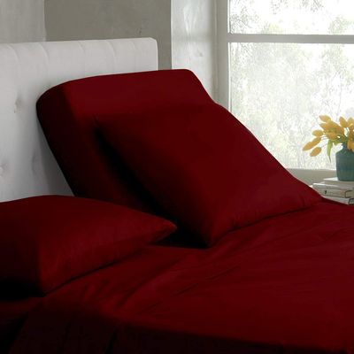 Mr Pandaa Split Top King Sheet Set for Adjustable Flex Top Mattress 100% Egyptian-Cotton, 1000-Thread-Count, Split Head Sheet Set 30" Split at Top - 28" Extra-DEEP-Pocket [King- 30" Split, Burgundy]