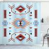 Ambesonne Southwestern Shower Curtain, Ethnic Illustration of a Zigzags Design Triangular Iconic Artwork Motifs, Cloth Fabric Bathroom Decor Set with Hooks, 69" W x 84" L, Pale Blue view 1