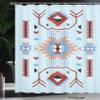 Ambesonne Southwestern Shower Curtain, Ethnic Illustration of a Zigzags Design Triangular Iconic Artwork Motifs, Cloth Fabric Bathroom Decor Set with Hooks, 69" W x 84" L, Pale Blue view 3