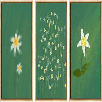 SIGNWIN 3 Piece Framed Canvas Wall Art Flower Canvas Prints Home Artwork Decoration for Living Room,Bedroom - 16"x24"x3 Panels