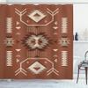 Ambesonne Southwestern Shower Curtain, Ethnic Illustration of a Zigzags Design Triangular Iconic Artwork Motifs, Cloth Fabric Bathroom Decor Set with Hooks, 69" W x 75" L, Pale Redwood view 1