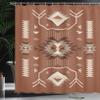Ambesonne Southwestern Shower Curtain, Ethnic Illustration of a Zigzags Design Triangular Iconic Artwork Motifs, Cloth Fabric Bathroom Decor Set with Hooks, 69" W x 75" L, Pale Redwood view 3